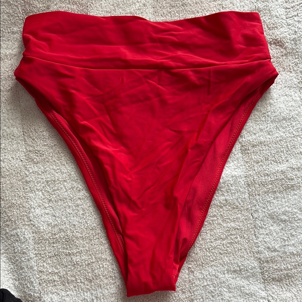 Red High-Waisted Bikini Bottom